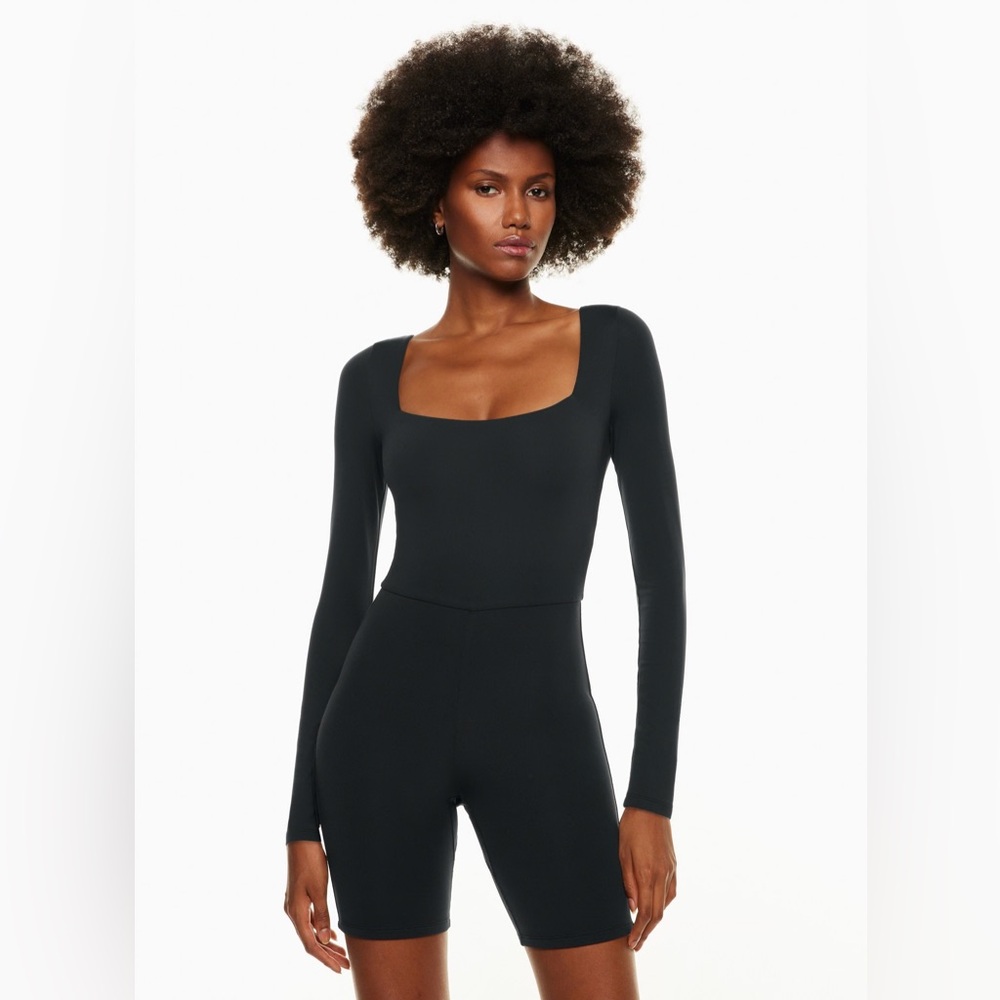 Aritzia Black Long Sleeve Workout Romper